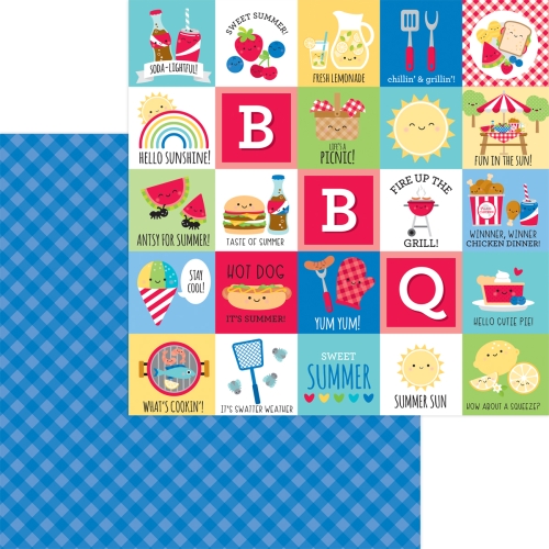 Papel 12x12 - blueberry plaid - Bar-b-cute