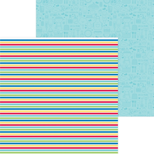 Papel 12 x12 - sno cone stripe - Bar-b-cute