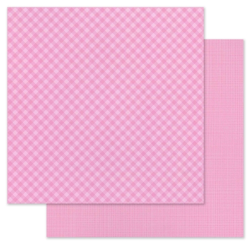 Papel 12x12 - Petite Prints - Gingham linen - Cupcake