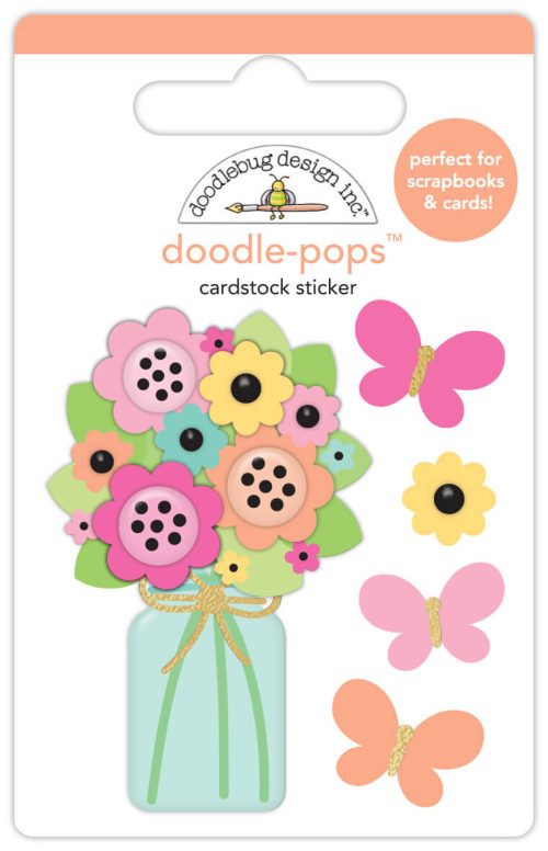 Calcomania con dimensión - doodle pops - butterfly bouquet