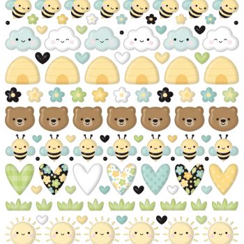 bee happy - puffy icons stickers