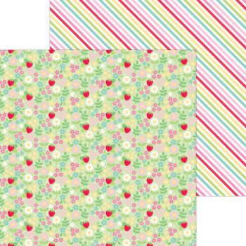 Papel 12x12 - strawberry fields double-sided cardstock