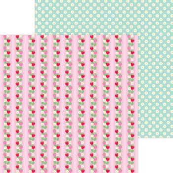 Papel 12x12 - strawberry stripe double-sided cardstock
