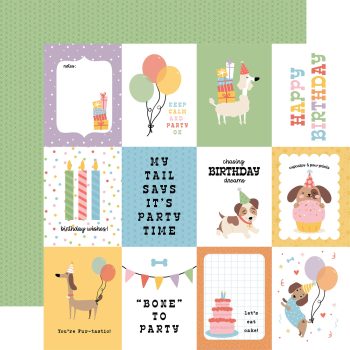 Papel 12x12 - Party Animal - 3x4 Journaling Cards