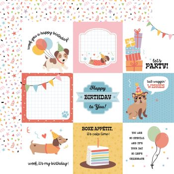 Papel 12x12 - Party Animal - 4x4 Journaling Cards