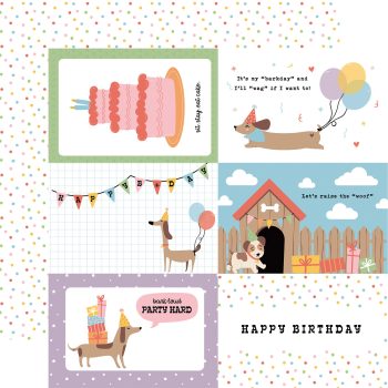 Papel 12x12 - Party Animal - 6x4_Journaling_Cards