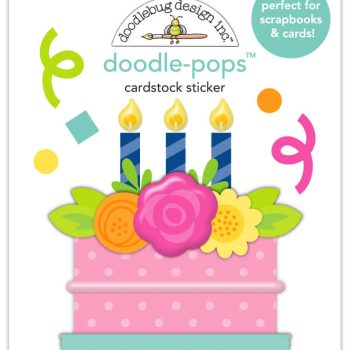 Calcomania con dimensión-birthday cake doodle-pops