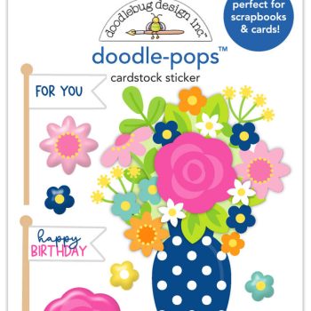 Calcomania con dimensión - birthday blossoms - doodle-pops