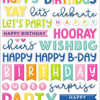 Calcomania puffy - cupcakes & candles - puffy words stickers